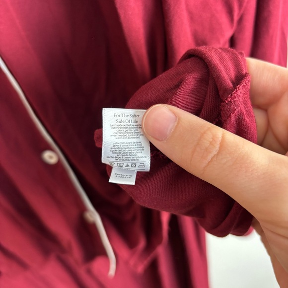 Eberjey Gisele Tencel Modal Long Sleeve Pajama Set Size XXL In Bordeaux Red - Picture 5 of 7